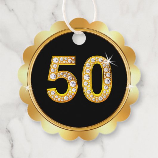 黒と金ゴールド、50年の教会の記念日。 フェイバータグ (裏面)