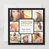 黒と金ゴールド | 8フォトスクエア卒業パーティー 案内状 (正面)