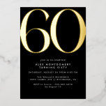 黒と金ゴールド | Luxe Womens or Mens 60誕生日 箔招待状<br><div class="desc">モダンスタイル60歳の誕生日招待状で、金属製の箔に大きな見出し"60"を実在持つ。イベント詳細は下にマットホワイトフォントで印刷。デザインと男女兼用対照的な黒い背景の金ゴールドアクセント。</div>