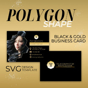 黒と金ゴールド、SVGポリゴンシェイプに独自のイメージを追加 名刺
