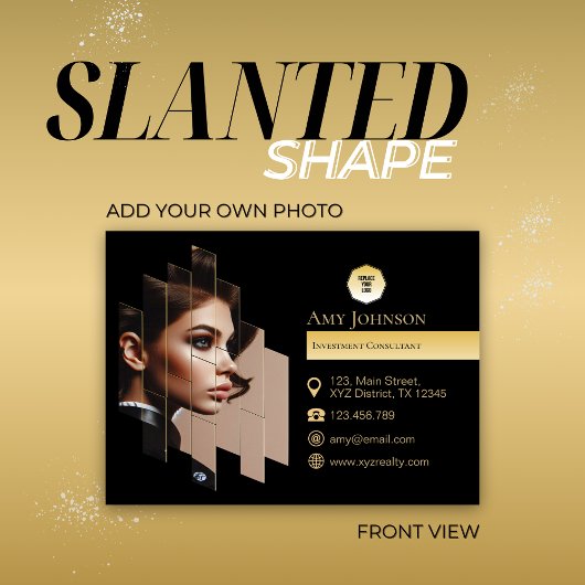 黒と金ゴールド、SVG図形要素に独自のイメージを追加 名刺