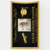 黒と金ゴールドPsyD引用文写真卒業2025 横断幕 (縦)