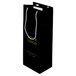 黒と金シンプルなビジネス ロゴ ワイン ペーパーバッグ