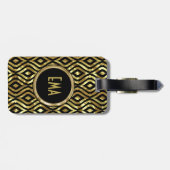 黒と金属の金ゴールド幾何学的パターン ラゲッジタグ (裏面横)