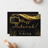 黒と金色のアクセントを持つハッジ・ムバラク ノートカード (正面/裏面インサイチュ)