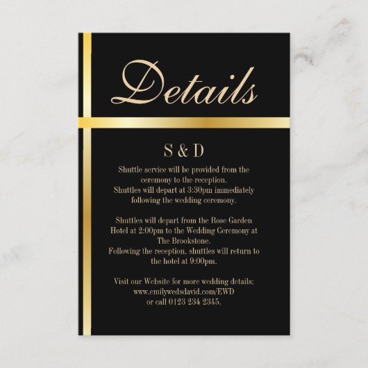 黒と金色のエレガントなウェディングエンクロージャカード エンクロージャーカード (正面)