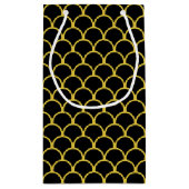 黒と金色のシームレスな円パターン スモールペーパーバッグ (裏面)