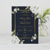 黒と金色のフローラシック 招待状 (スタンド正面)
