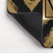 黒と金色のブラシのストライプ マウスパッド (コーナー)