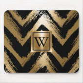黒と金色のブラシのストライプ マウスパッド (正面)