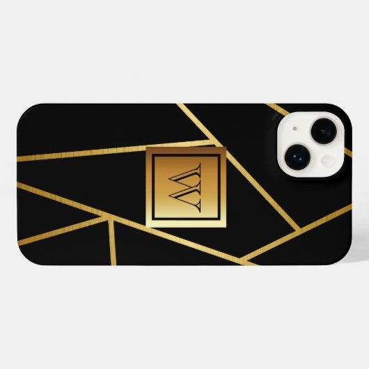 黒と金色の幾何学的 iPhoneケース (裏面横)