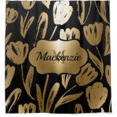 黒と金色の花 シャワーカーテン (正面)