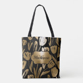 黒と金色の花 トートバッグ (裏面)