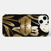 黒と金色の花 iPhoneケース (裏面横)