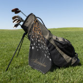 黒と金色の輝くヒョウ柄 ゴルフタオル (グリーン)