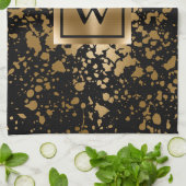黒と金色の金属ブラシ キッチンタオル (折り畳み)