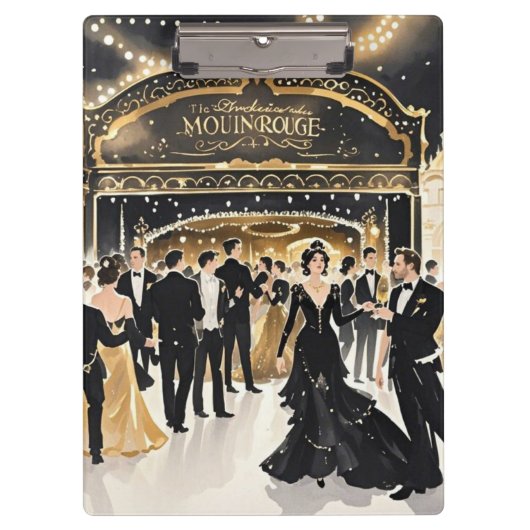 黒と金 豪華な贅沢、ムーラン・ルージュスタイル クリップボード (正面)