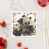 黒と金 豪華な贅沢、ムーラン・ルージュスタイル スタンダードカクテルナプキン (インサイチュ)