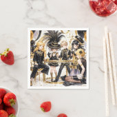 黒と金 豪華な贅沢、ムーラン・ルージュスタイル スタンダードカクテルナプキン (インサイチュ)