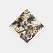 黒と金 豪華な贅沢、ムーラン・ルージュスタイル スタンダードカクテルナプキン (角)