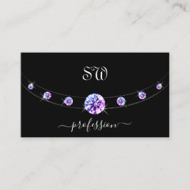 黒と銀と紫のダイヤモノグラムの 名刺