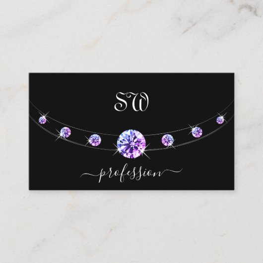 黒と銀と紫のダイヤモノグラムの 名刺 (正面)