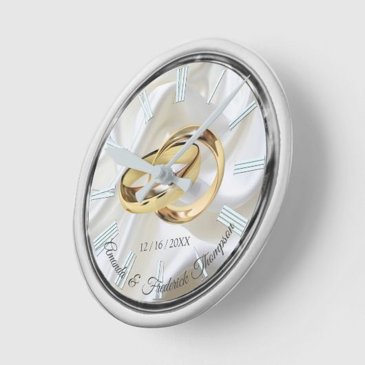 黒と銀のアイボリーシ結婚ルクのギフト時計 ラウンド壁時計 (傾斜)