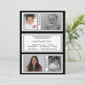 黒と銀のクアッド写真卒業パーティー 招待状 (スタンド正面)