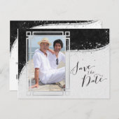 黒と銀のゲイ写真日付はがきを保存 案内ポストカード (正面/裏面)