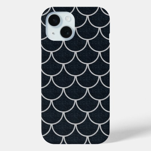 黒と銀のスカラップ模様の鱗柄 Case-Mate iPhoneケース (裏面)
