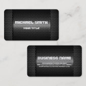 黒と銀のステンレス鋼金属穴 名刺 (正面/裏面)