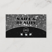 黒と銀のスパークルグリッターダイヤモンド追加ロゴ 名刺 (正面)