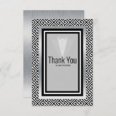 黒と銀のタキシード、フォーマルカスタムタキシード サンキューカード (正面/裏面)