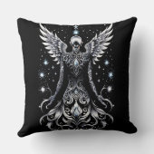 黒と銀のタトゥー天使 クッション (裏面)