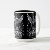 黒と銀のタトゥー天使 ツートーンマグカップ (正面右)