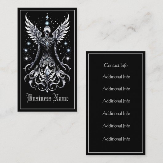 黒と銀のタトゥー天使 名刺 (正面/裏面)