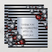 黒と銀のダイヤモンドとルビーストライプズ (正面/裏面)