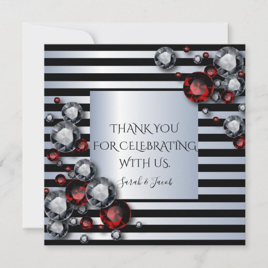 黒と銀のダイヤモンドとルビーストライプズ (正面)