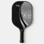 黒と銀のダマスカスピックボールパドル ピックルボールラケット (裏面)