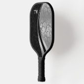 黒と銀のダマスカスピックボールパドル ピックルボールラケット (左)