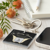 黒と銀のメモリアルエンジェルウィングスアドフォトケ キーホルダー (正面右)