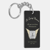 黒と銀のメモリアルエンジェルウィングス写真を追加 キーホルダー (正面左)