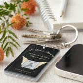 黒と銀のメモリアルエンジェルウィングス写真を追加 キーホルダー (正面右)