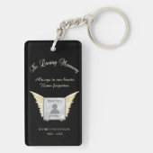 黒と銀のメモリアルエンジェルウィングス写真を追加 キーホルダー (裏面)