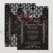 黒と銀の仮面舞踏会　ご招待状 招待状 (正面/裏面)