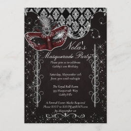 黒と銀の仮面舞踏会　ご招待状 招待状