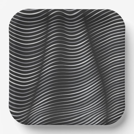 黒と銀の光学錯覚 ペーパープレート (正面)