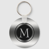 黒と銀の円 キーホルダー (正面)