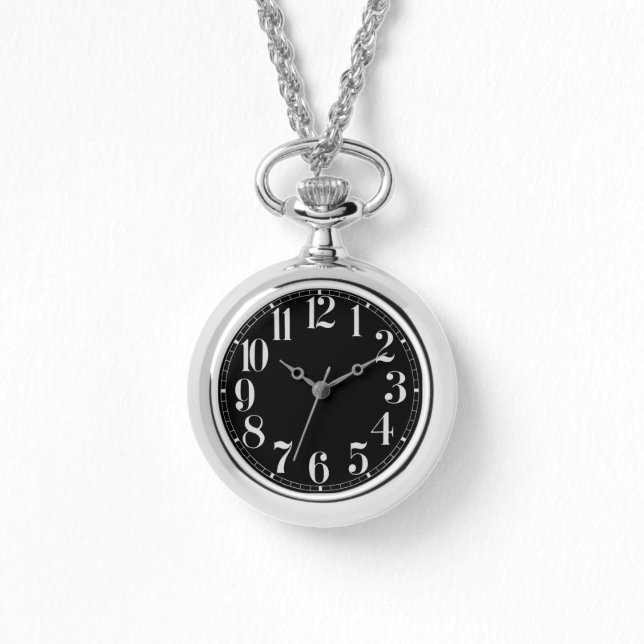 黒と銀の大きい番号 腕時計 (正面)