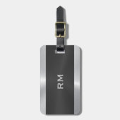 黒と銀の幾何学的デザインラゲージタグ ラゲッジタグ (正面縦)